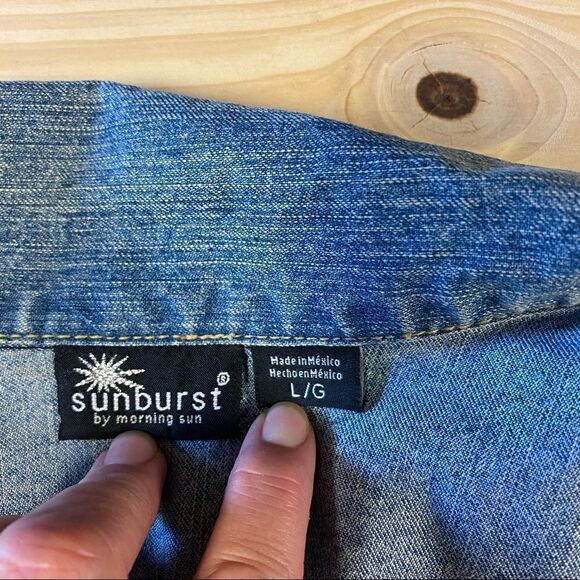 Sunburst by Morning Sun Embellished Blue Jean Jacket Size L - Picture 6 of 9